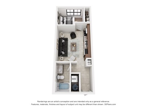 Floor plan for 1 bed, 1 bath, 426 sqft